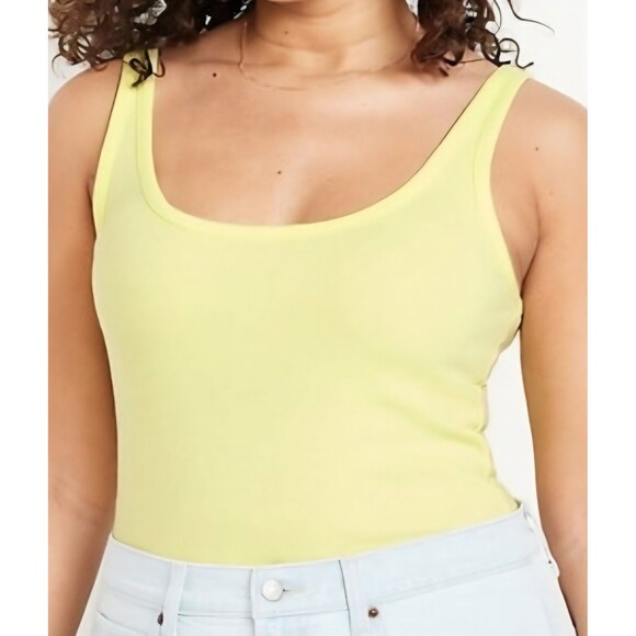 Old Navy Womens LG YELLOW  Cropped Rib Knit Tank Top Stretch Sleeveless NWT - Picture 2 of 3